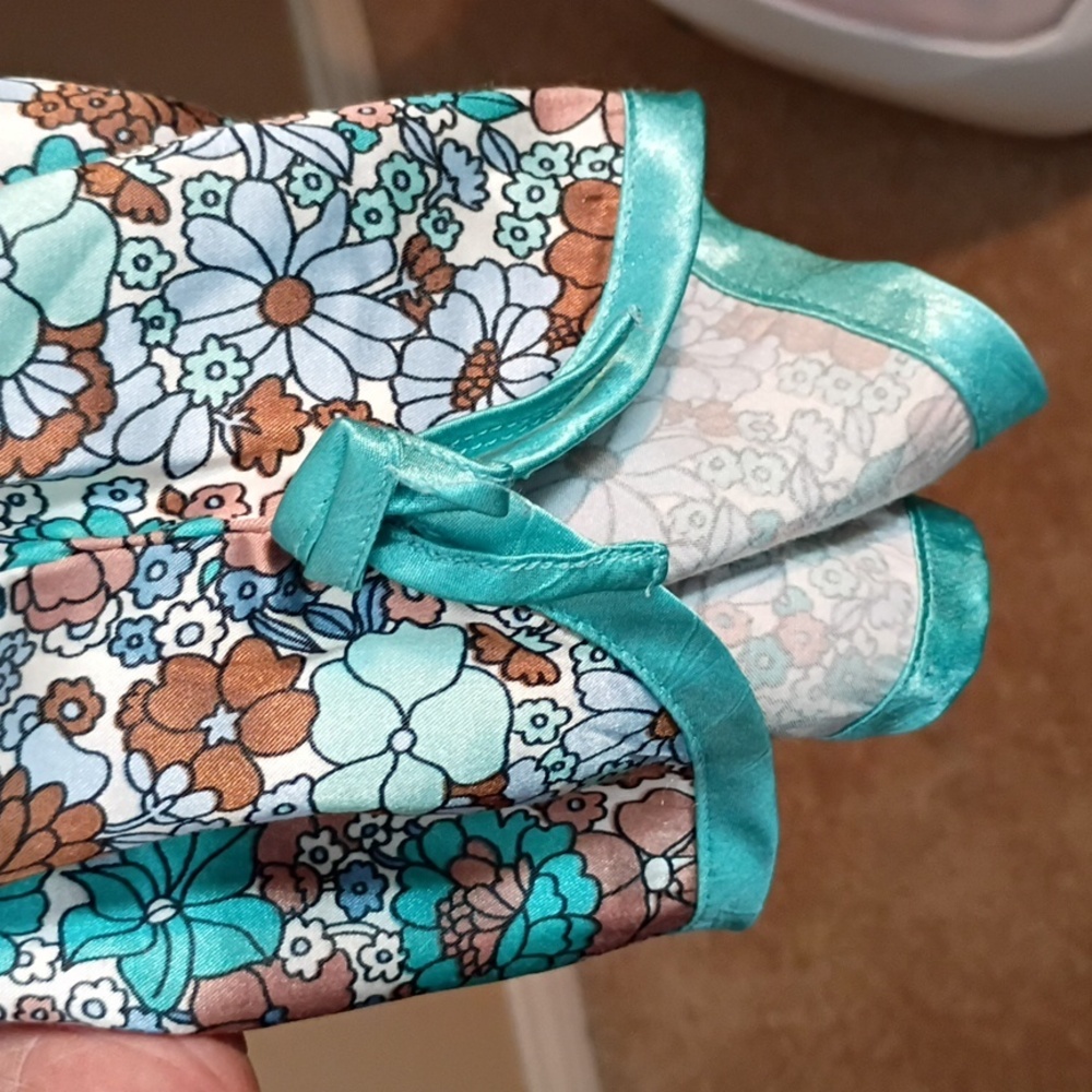 Vintage Old Navy Floral Pajama Pants - Brown and Teal Size XXL - Picture 4 of 9